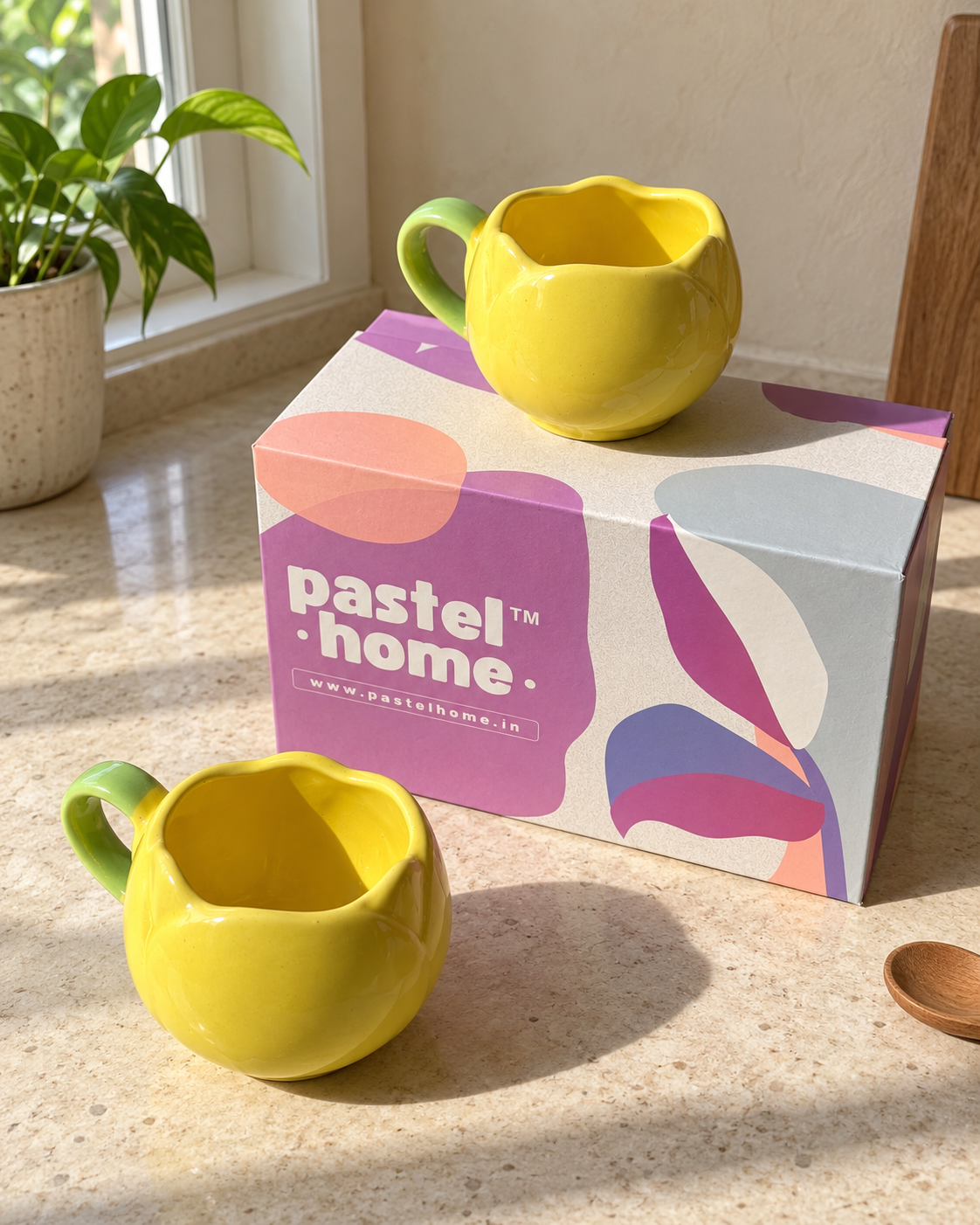 Pastel Home Gift Box - Yellow Tulip Mugs only (set of 2) — natural lifestyle