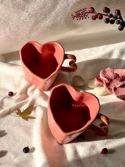 Heart Shaped Mug - Pink Set of 2